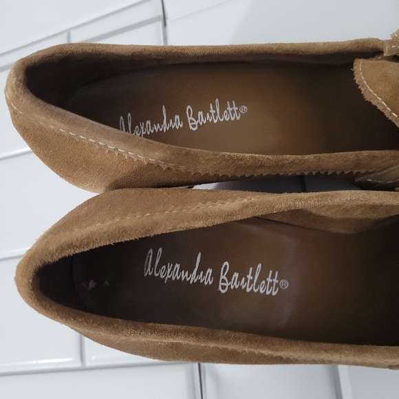 Alexandra Bartlett Ladies Tan Suede Leather 3in Wedge Heel Shoe  Preppy Ivy Leag - Picture 9 of 9